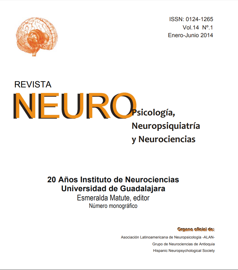 					Ver Vol. 14 Núm. 1 (2014): 20 Años Instituto de Neurociencias Universidad de Guadalajara: Enero-Junio
				